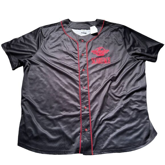 Scarface Tony Montana The World is Yours Black Baseball Jersey Men Size 5X NEW - Picture 2 of 5